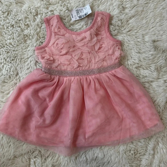 The Children’s Place toddler 9-12 months 3D Rosette Mesh fit and flare dress - Picture 1 of 4